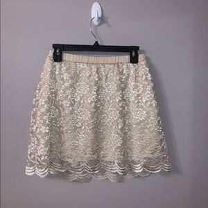Beige cream colored Skirt floral print b jewel kids large